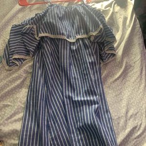 blue and white dress